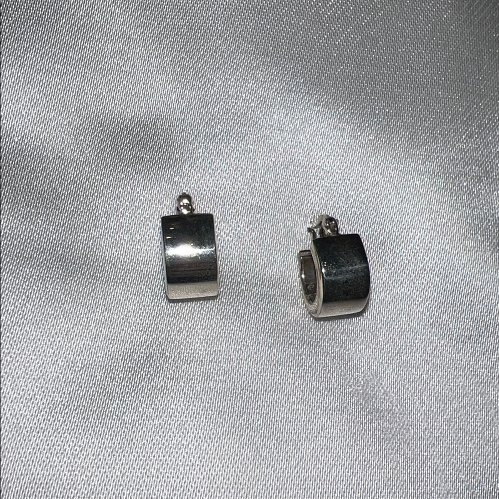 Sterling Silver 925 Wide Cuff Hoop Earrings